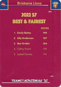 2023 AFLW TeamCoach - Best & Fairest Silver #BF2 Emily Bates Back